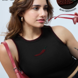 Ribbed Tank Top: Chilli