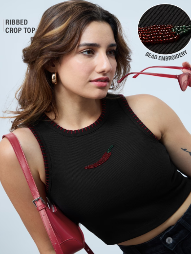 Ribbed Tank Top: Chilli
